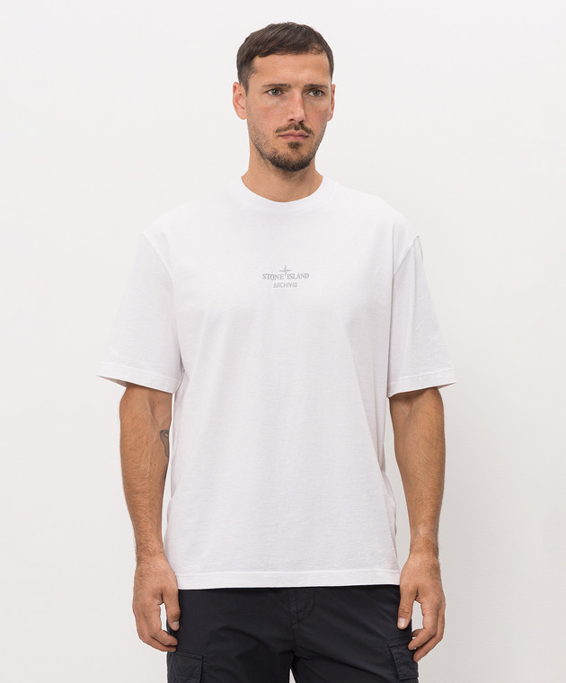 Stone Island Белая футболка с принтом ARCHIVIO L2S152100033S0091 изображение 3