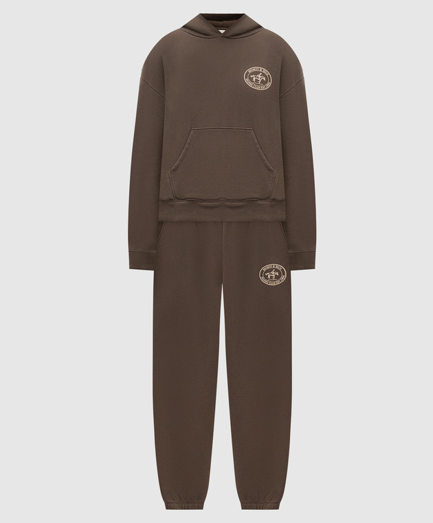 Sporty & Rich Коричневий утеплений спортивний костюм з принтом логотипа ST11083244BR03PA08783m