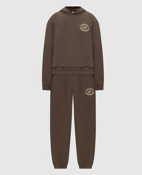 Sporty & Rich Коричневий утеплений спортивний костюм з принтом логотипа ST11083244BR03PA08783m
