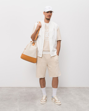 Brunello Cucinelli Бежевая футболка с брендовым принтом MR8313378G