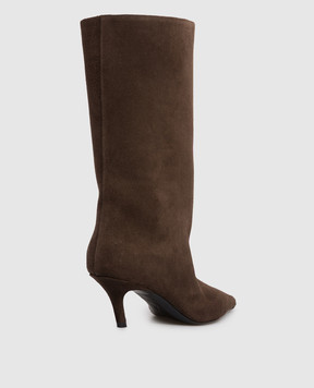 Amina Muaddi Коричневые замшевые сапоги Fiona 15S365686FIO