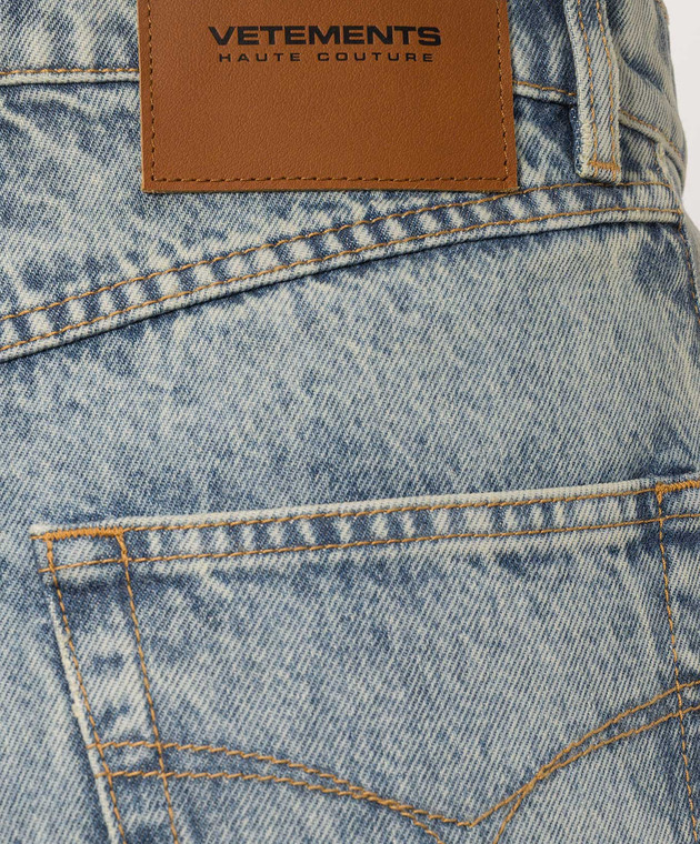 Vetements Голубые джинсы с вышивкой логотипа MH27DJ079LB изображение 5