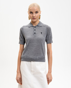 Ami Paris Сіре поло з вовни мериноса FPL439KN0039