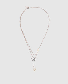 Off-White Серебряная цепочка с бусинами и эмблемой Arrow OWOB140S26MET001
