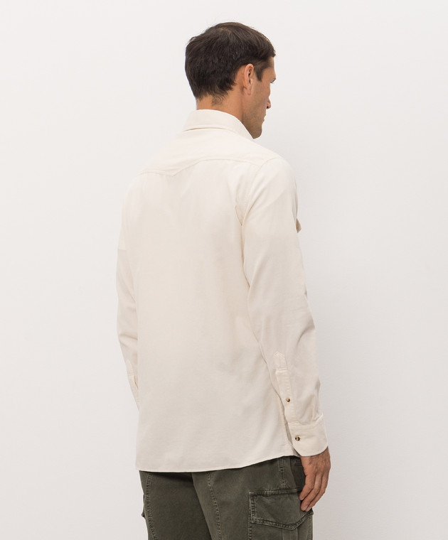 Brunello Cucinelli Вельветовая рубашка цвета айвори ML6884008 изображение 4