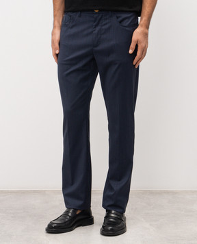 Stefano Ricci Синие брюки из шерсти с эмблемой M8T61B0010T7750