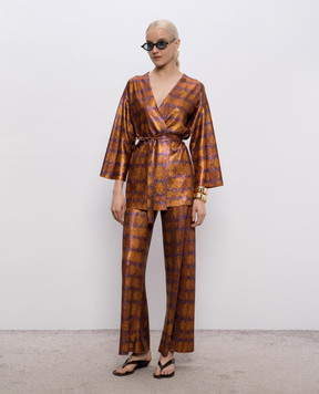 Momoni Коричневый кардиган CHAMA на запах с люрексом MOKN00166MO