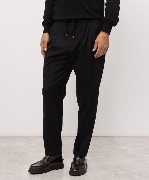 Brunello Cucinelli Брюки черного цвета из шерсти ME226E1710 изображение 3