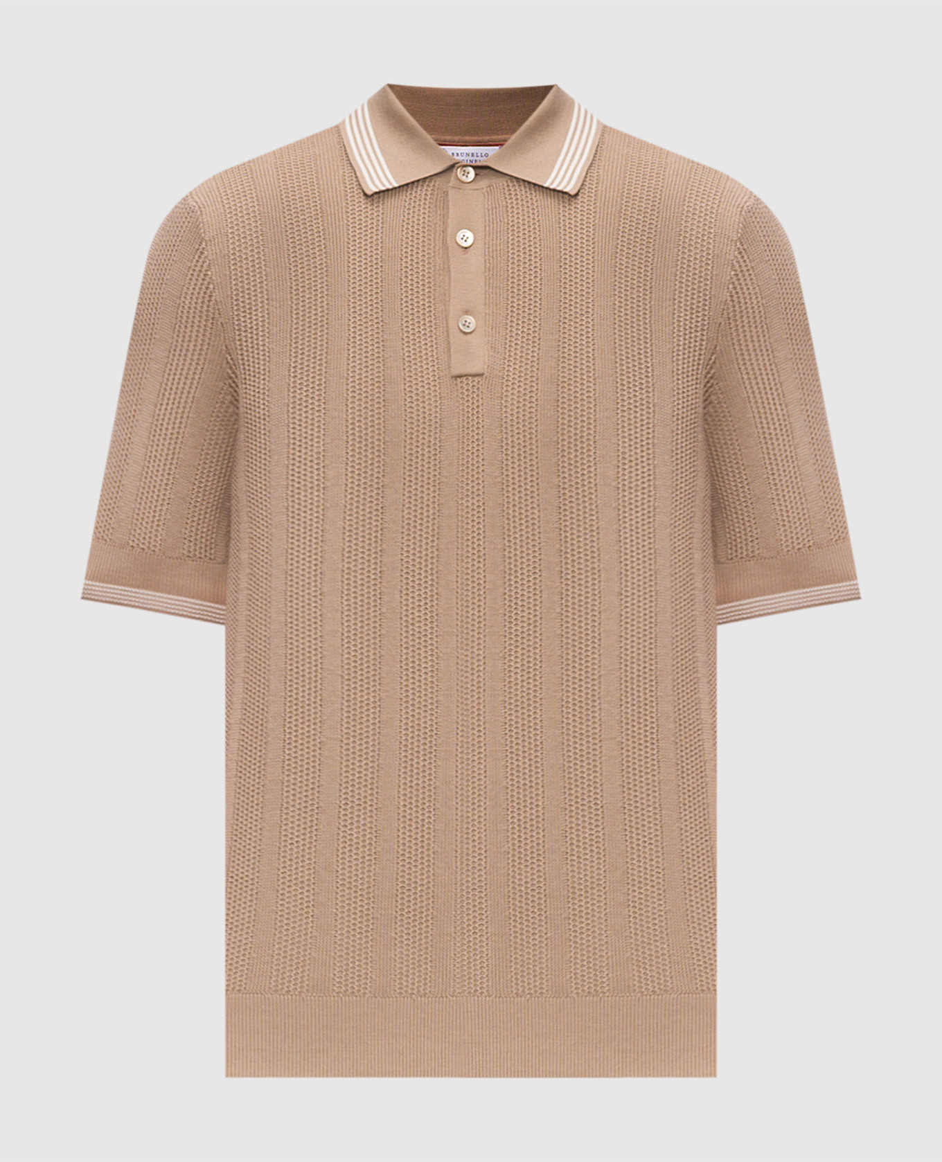 Коричневое поло с контрастными полосками