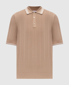Brunello Cucinelli Коричневое поло с контрастными полосками M29204205P