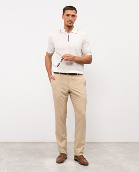 Stefano Ricci Біле поло із шовку у візерунок K616452P31F26117