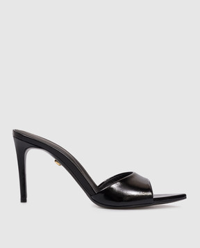 Babe Pay Pls Чорні шкіряні лаковані мюлі 205804LA