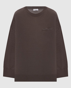 Peserico Коричневий джемпер з вовни з ланцюжком моніль A99060F18K09169