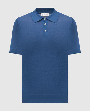 Brunello Cucinelli Синє поло з шовком MNB805405