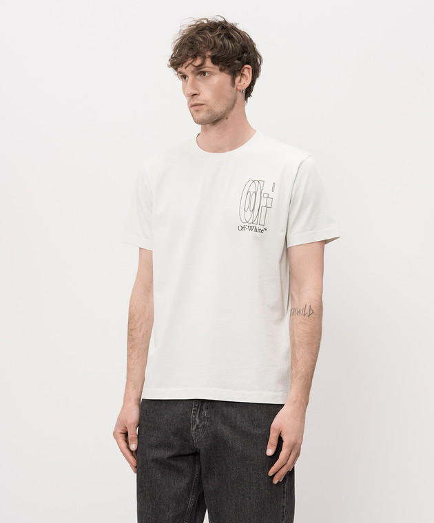 Off-White Зеленая футболка с принтом эмблемы Double Arrow 44MAA027S26J003 изображение 3