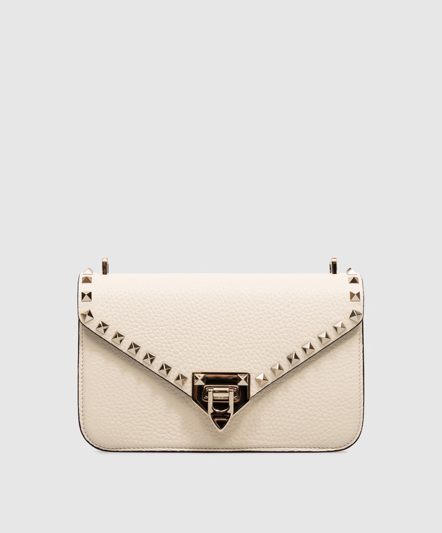 Valentino Кожаная сумка кросс-боди цвета айвори Rockstud 9W2B0T76VSF
