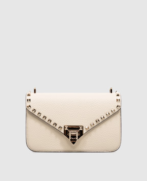 Valentino Шкіряна сумка крос-боді кольору айворі Rockstud 9W2B0T76VSF