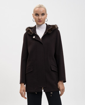 Heresis Коричневый парк из шерсти с мехом соболя P5380ZIG400