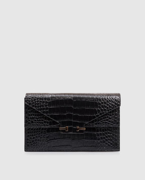 Tom Ford Чорна шкіряна сумка крос-боді AUBE з тисненням під шкіру крокодила S0531LCL607P