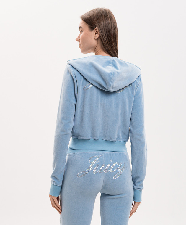 Sporty & Rich Голубая велюровая спортивная куртка Juicy CA046716689BL50 изображение 4