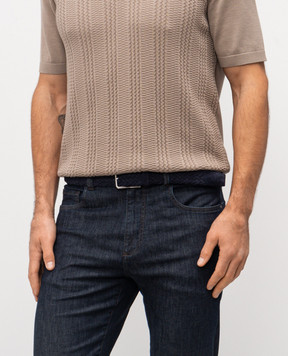 Canali Синій замшевий плетений ремінь KB0044050C