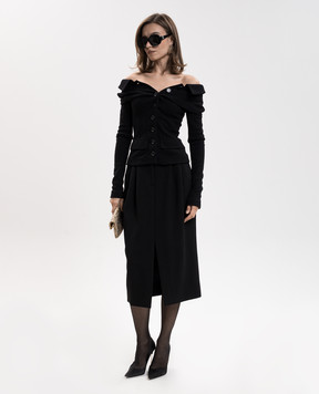 Dolce&Gabbana Чорна спідниця міді з вовни F4DKTTFU2L8