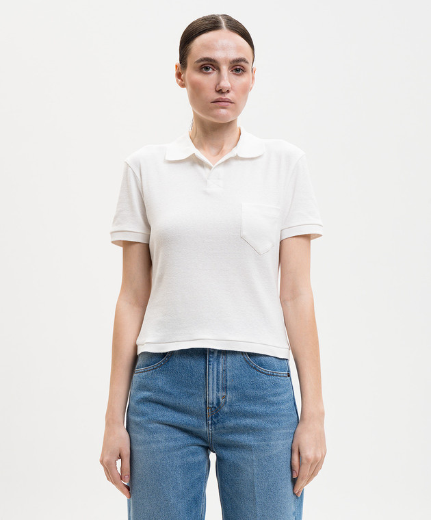 Victoria Beckham Біле поло з льоном 1226JTP007241A зображення 3