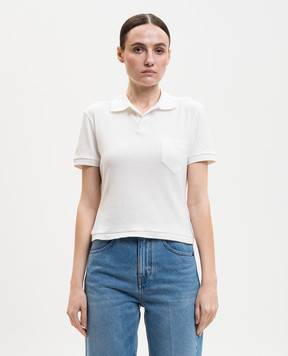 Victoria Beckham Біле поло з льоном 1226JTP007241A