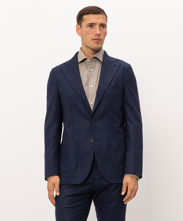 Pini Parma Синий блейзер из шерсти JACNUVBLUE изображение 3