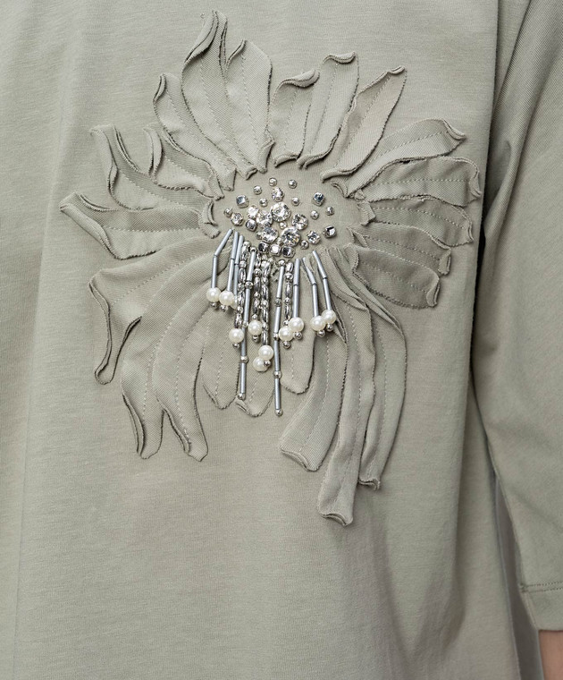 3.1 Phillip Lim Футболка цвета хаки с аппликацией S26110380PJB изображение 5