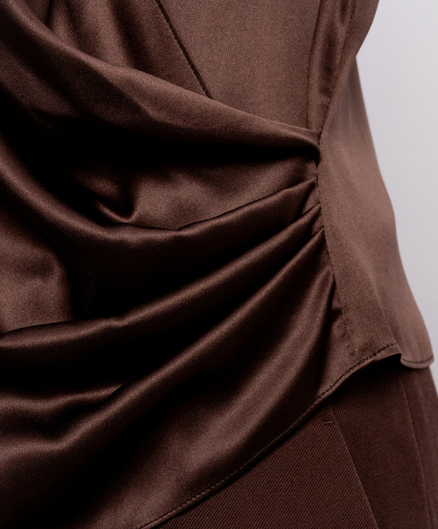 Brunello Cucinelli Коричневая блуза с драпировкой M0C59B1T04 изображение 5