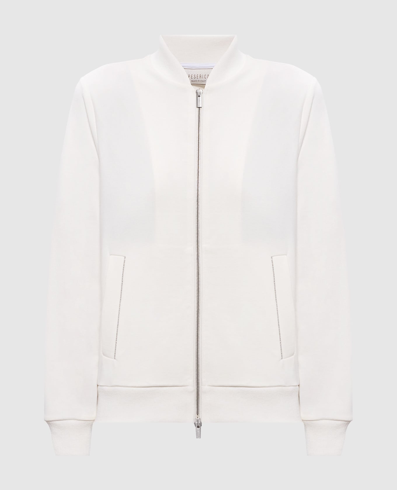 Белая спортивная куртка с цепочкой мониль