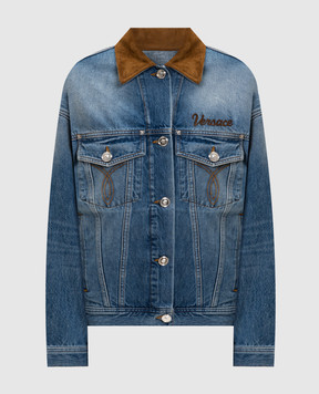 Versace Синяя джинсовая куртка с замшевым воротником 10226941A16751