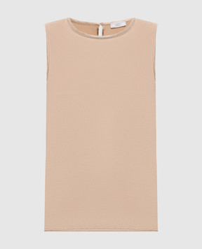 Peserico Бежева блуза із шовку з ланцюжком A08893D02372