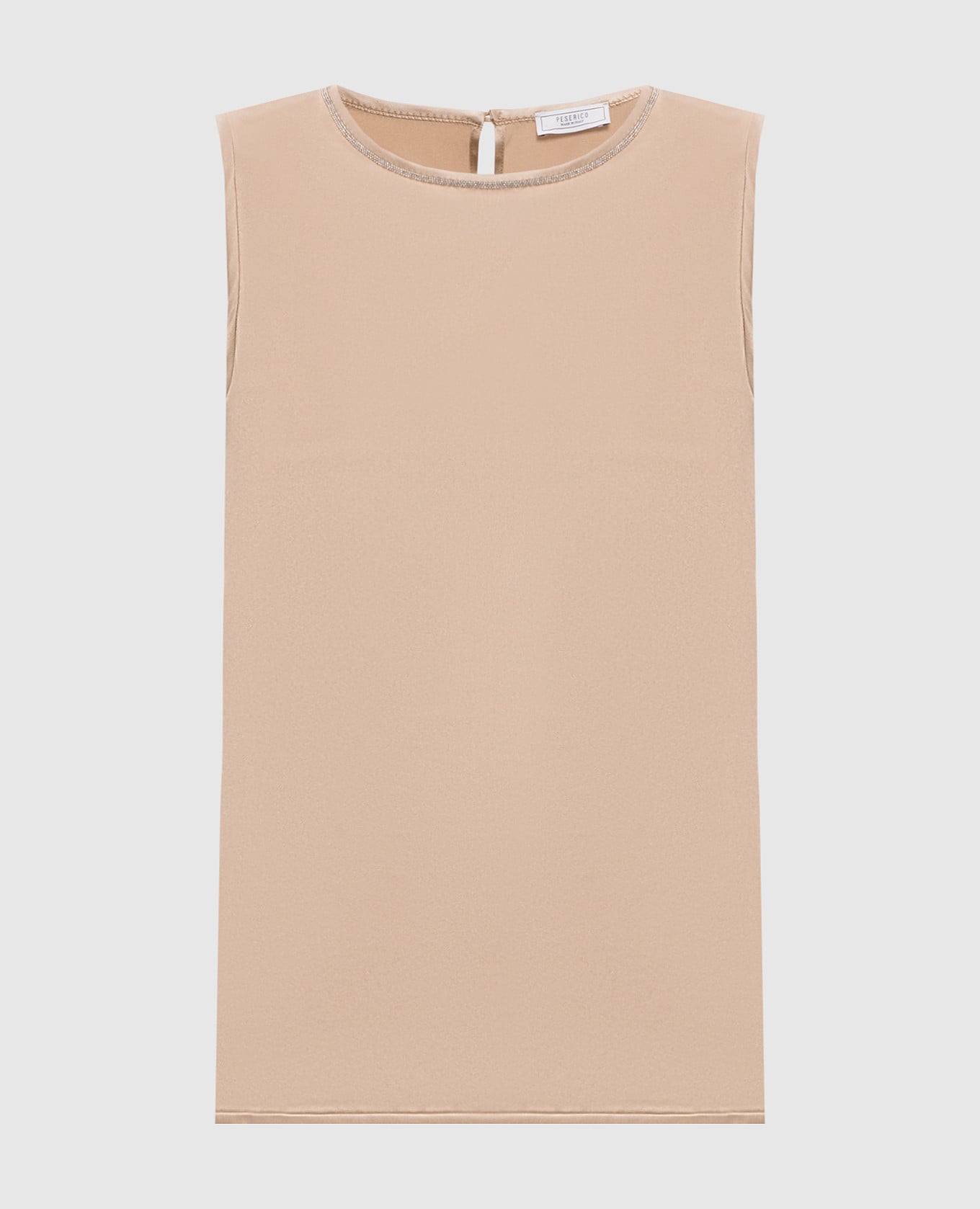 Бежевая блуза из шелка с цепочкой