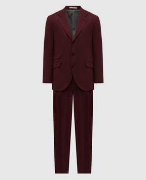 Brunello Cucinelli Бордовый костюм из шерсти и кашемира MV417LDWM