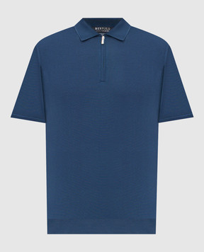 Bertolo Cashmere Синє поло із шовку 900270000026