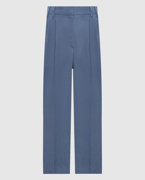 Brunello Cucinelli Сині штани з льоном з ланцюжком моніль MH126P8292