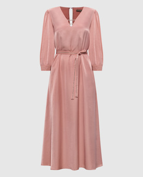 Peserico Рожева сукня міді з ланцюжком моніль E02265A06644