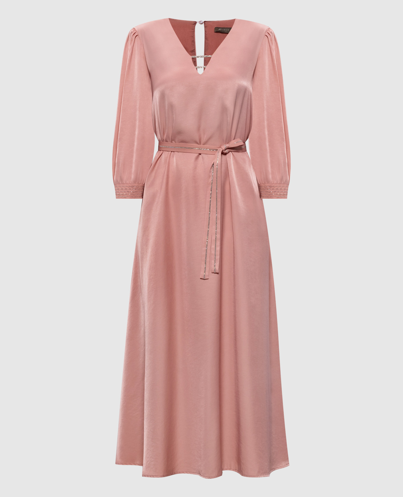 

Розовое платье миди с цепочкой мониль, Розовый, Повседневные платья