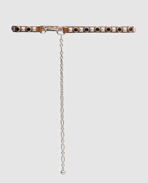 Etro Коричневий шкіряний ремінь з кристалами та заклепками WP3B0087AB022