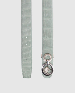 Stefano Ricci Зеленый ремень из кожи крокодила с эффектом нубука N381CNC580P