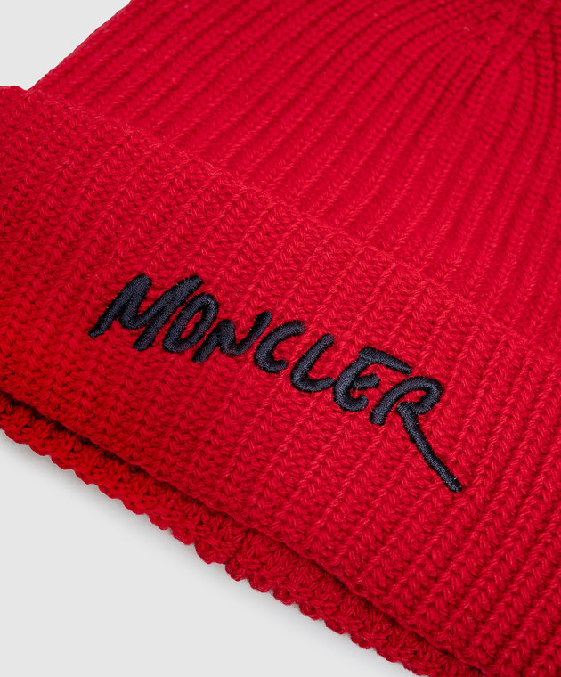 Moncler ENFANT Детская красная шапка из шерсти и кашемира L29543B00016M4281 изображение 3