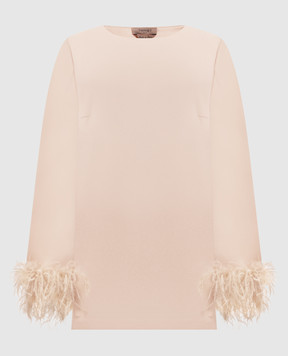 Twinset Бежевая блуза с перьями страуса 261TP2424