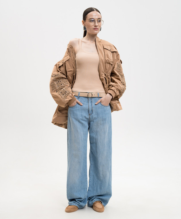 Ermanno Scervino Бежевый топ в рубчик D485L762HVT изображение 2