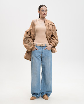 Ermanno Scervino Бежевий топ в рубчик D485L762HVT