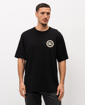 Dolce&Gabbana Черная футболка с контрастной монограммой логотипа DG G8PN9ZG7PZF