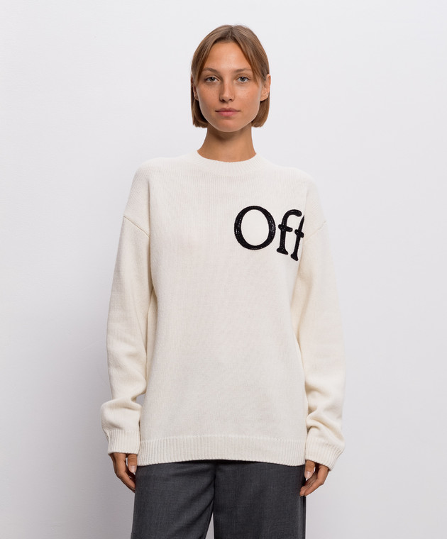 Off-White Свитер цвета айвори с шерстью 2FE00533T изображение 3