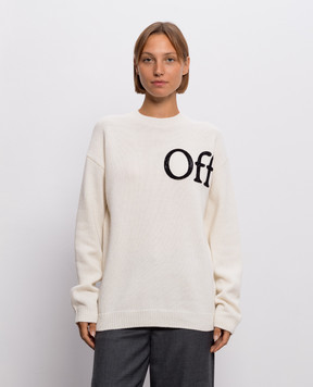 Off-White Свитер цвета айвори с шерстью 2FE00533T