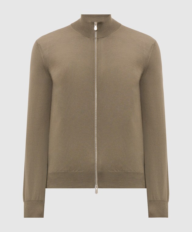 Brunello Cucinelli Коричневый кардиган из шерсти и кашемира на молнии M2400106